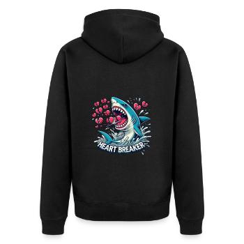 Saint-Valentin Requin Plongeur Vacances Coeur Drôle Mer - Veste à capuche bio Premium Unisexe - noir - Dos - Nico (187cm)
