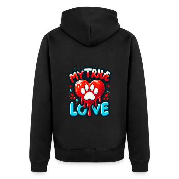 Saint Valentin Coeur Patte Chien Chien À Quatre Pattes Chien Fan - Veste à capuche bio Premium Unisexe - noir - Dos - Nico (187cm)