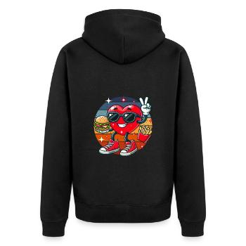 Fast food Valentine's Day heart hamburger fries dad - Unisex Premium Organic Zip Hoodie - black - Back - Nico (187cm)