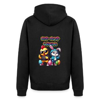 Lapin de Pâques Hip Hop Crew Hip-Hopper Poulet drôle - Veste à capuche bio Premium Unisexe - noir - Dos - Nico (187cm)