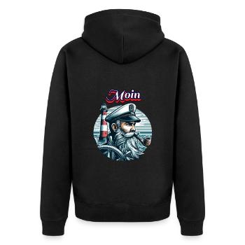 Hamburg Seafarer Captain Pipe Sea North Sea Moin - Unisex Premium Organic Zip Hoodie - black - Back - Nico (187cm)