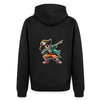 Carnival Pirate Skeleton Dabbing Pirate Hat Alaaf - Unisex Premium Organic Zip Hoodie - black - Back - Nico (187cm)