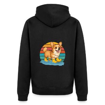 chien Corgi chien ami Rétro amoureux des chiens drôle - Veste à capuche bio Premium Unisexe - noir - Dos - Nico (187cm)