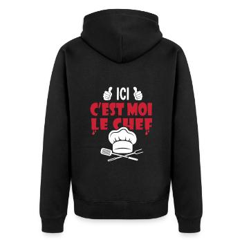 ici c est moi le chef cadeau papa cuisinier - Veste à capuche bio Premium Unisexe - noir - Dos - Nico (187cm)