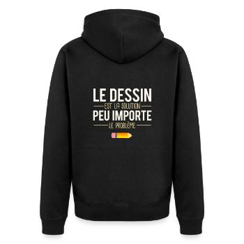 Dessin problème solution blague dessinateur humour - Veste à capuche bio Premium Unisexe - noir - Dos - Nico (187cm)