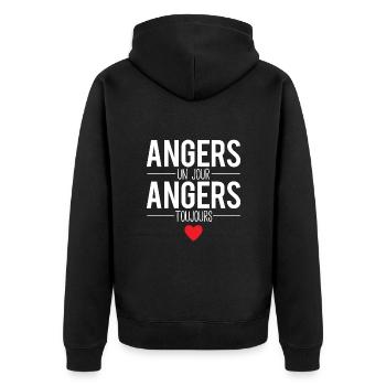Angers un jour angers toujours angevins humour - Veste à capuche bio Premium Unisexe - noir - Dos - Nico (187cm)