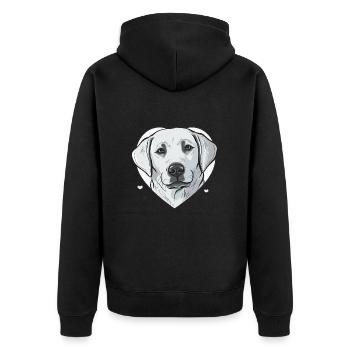 Labrador Herz - Unisex Premium Bio Zip Hoodie - Schwarz - Hinten - Nico (187cm)