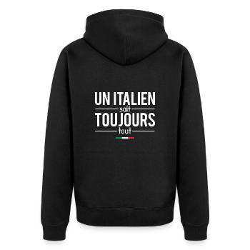 Un italien sait toujours tout italie drapeau - Veste à capuche bio Premium Unisexe - noir - Dos - Nico (187cm)