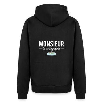 Monsieur le cartographe métier cartographe humour - Veste à capuche bio Premium Unisexe - noir - Dos - Nico (187cm)