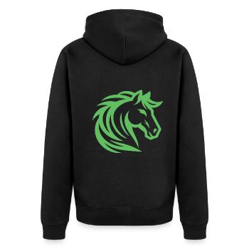Green Horse – Un design imaginatif pour les mensonges de cheval - Veste à capuche bio Premium Unisexe - noir - Dos - Nico (187cm)