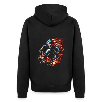 Skull skeleton on skateboard - Unisex Premium Organic Zip Hoodie - black - Back - Nico (187cm)