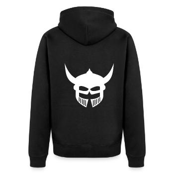 Barbaren Helm Design - Unisex Premium Bio Zip Hoodie - Schwarz - Hinten - Nico (187cm)