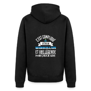 Cadeau pour supporter de marseille marseillais - Veste à capuche bio Premium Unisexe - noir - Dos - Nico (187cm)
