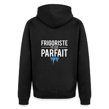 Frigoriste presque parfait blague métier humour - Veste à capuche bio Premium Unisexe - noir - Dos - Nico (187cm)