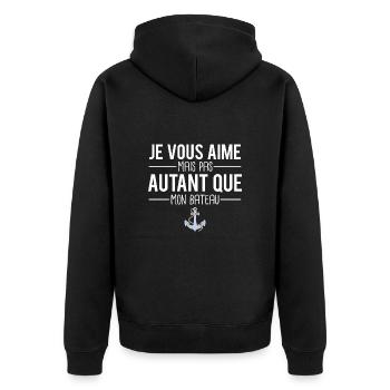 Je vous aime presque autant que mon bateau - Veste à capuche bio Premium Unisexe - noir - Dos - Nico (187cm)