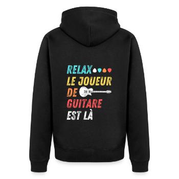 Guitariste le joueur de guitare est là cadeau - Veste à capuche bio Premium Unisexe - noir - Dos - Nico (187cm)