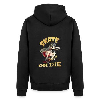 Skate oder stirb Skateboarder Anime Mädchen - Unisex Premium Bio Zip Hoodie - Schwarz - Hinten - Nico (187cm)