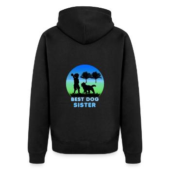 Dog, Girl, Play, Best Dogs Sister - Unisex Premium Organic Zip Hoodie - black - Back - Nico (187cm)