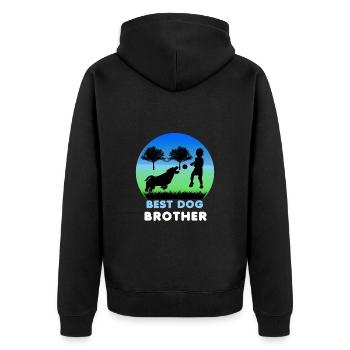 Dog, Boy, Playing, Best Dogs Brother - Unisex Premium Organic Zip Hoodie - black - Back - Nico (187cm)