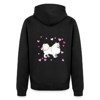 Niedliches Spitz Design für Tierliebhaber& Hunde - Unisex Premium Bio Zip Hoodie - Schwarz - Hinten - Nico (187cm)