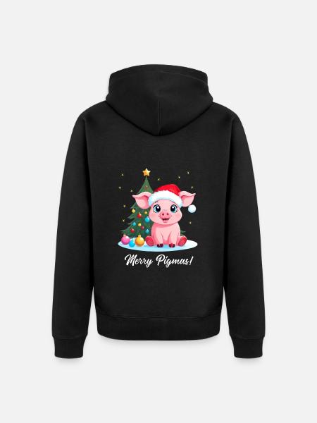 Schwein Weihnachten Landwirt Merry Pigmas - Unisex Premium Bio Zip Hoodie - Schwarz