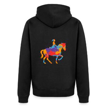 équitation coloré cavalier fille chevaux - Veste à capuche bio Premium Unisexe - noir - Dos - Nico (187cm)