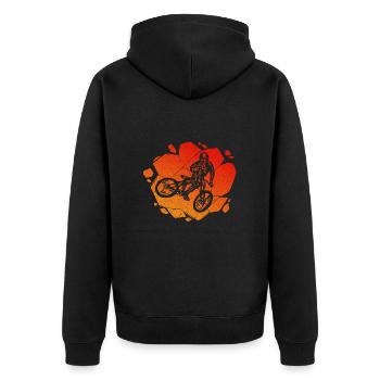 Mountain biker Cyclist Mountain bike - Unisex Premium Organic Zip Hoodie - black - Back - Nico (187cm)