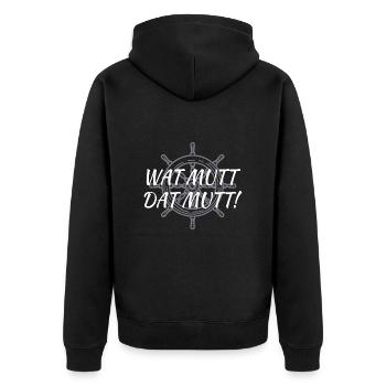 Wat Mutt Dat Mutt - Unisex Premium Bio Zip Hoodie - Schwarz - Hinten - Nico (187cm)