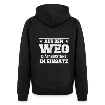 Aus dem Weg Diätassistent im Einsatz Design - Unisex Premium Bio Zip Hoodie - Schwarz - Hinten - Nico (187cm)