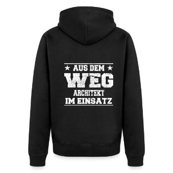 Aus dem Weg Architekt im Einsatz Design - Unisex Premium Bio Zip Hoodie - Schwarz - Hinten - Nico (187cm)