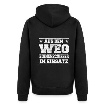 Aus dem Weg Binnenschiffer im Einsatz Design - Unisex Premium Bio Zip Hoodie - Schwarz - Hinten - Nico (187cm)