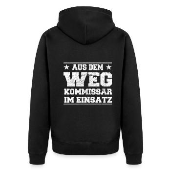 Aus dem Weg Kommissar im Einsatz Design - Unisex Premium Bio Zip Hoodie - Schwarz - Hinten - Nico (187cm)