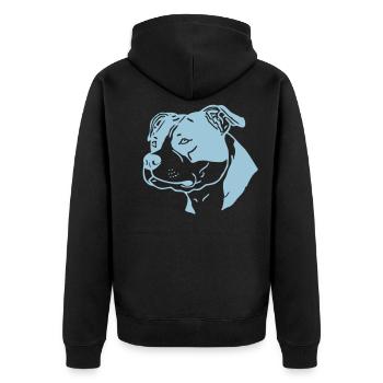 american stafford © www.dog-power.nl - Unisex Premium Organic Zip Hoodie - black - Back - Nico (187cm)