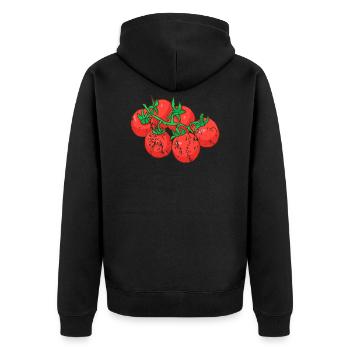 Retro vintage grunge style tomatoes - Unisex Premium Organic Zip Hoodie - black - Back - Nico (187cm)