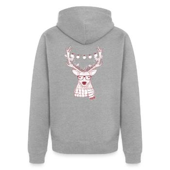 Kühle Renentwurf - Unisex Premium Bio Zip Hoodie - Grau meliert - Hinten - Nico (187cm)