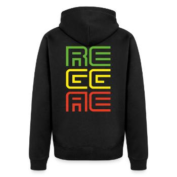 041 - Reggae - Unisex Premium Bio Zip Hoodie - Schwarz - Hinten - Nico (187cm)