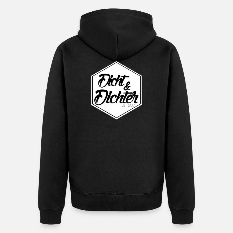 DICHT & DICHTER Support Geschenk Logo - Unisex Premium Bio Zip Hoodie - Schwarz