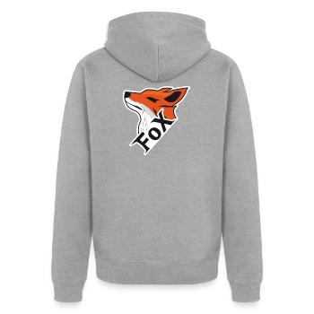 FoX Black&White Edition - Unisex Premium Bio Zip Hoodie - Grau meliert - Hinten - Nico (187cm)