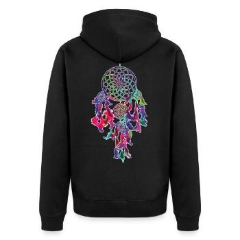 Traumfänger - Unisex Premium Bio Zip Hoodie - Schwarz - Hinten - Nico (187cm)