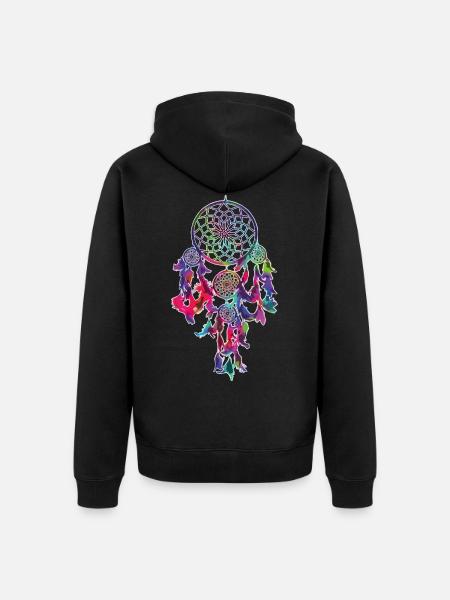 dream catcher - Unisex Premium Organic Zip Hoodie - black