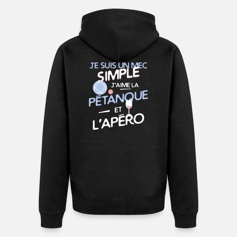 Pétanque - un mec simple - Veste à capuche bio Premium Unisexe - noir