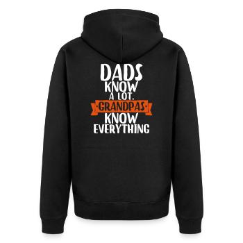 Dads know a lot. grandpas know everything - Unisex Premium Bio Zip Hoodie - Schwarz - Hinten - Nico (187cm)
