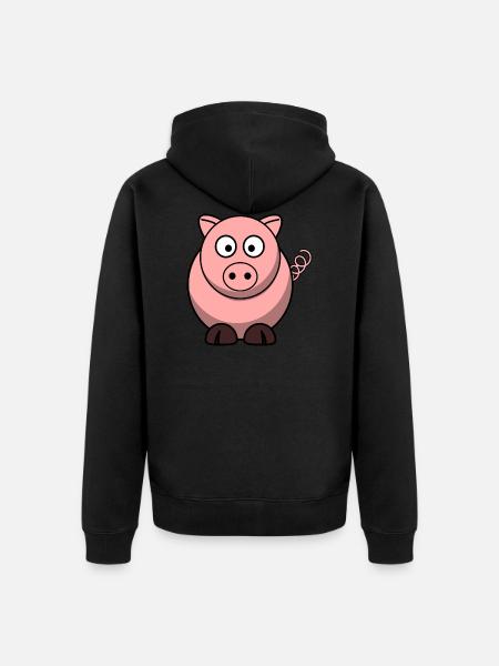 Rosa Schweinchen - Unisex Premium Bio Zip Hoodie - Schwarz