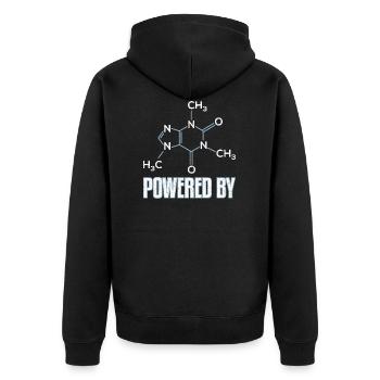 Powered By Caffeine Molecule Gift - Unisex Premium Organic Zip Hoodie - black - Back - Nico (187cm)