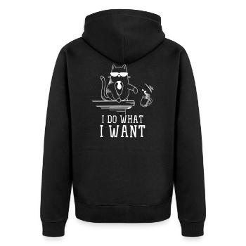 I do what i want - Unisex Premium Bio Zip Hoodie - Schwarz - Hinten - Nico (187cm)