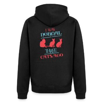 I was Normal Three Cats Ago Katze Cat Meow Fun - Unisex Premium Bio Zip Hoodie - Schwarz - Hinten - Nico (187cm)