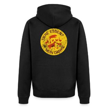 Les animaux mangent? Non merci - Veste à capuche bio Premium Unisexe - noir - Dos - Nico (187cm)