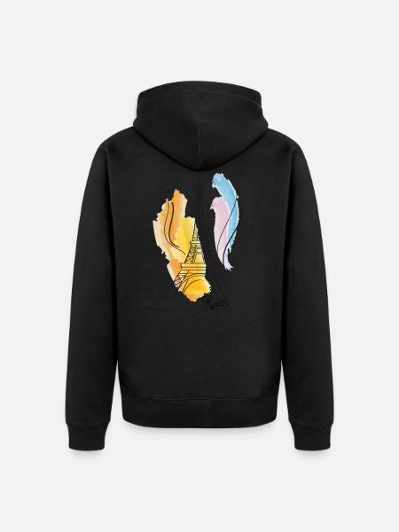 Eiffel Tower drawing - Unisex Premium Organic Zip Hoodie - black