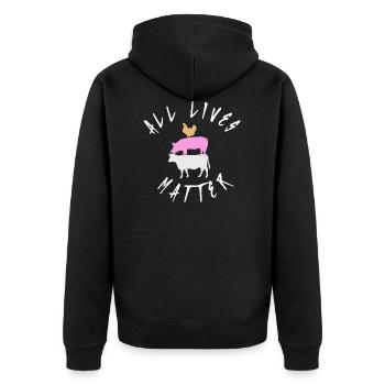 Cadeau végétalien de chemise végétarienne - Veste à capuche bio Premium Unisexe - noir - Dos - Nico (187cm)