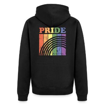 Vintage Gay Lesbienne Arc-en-ciel LGBT - Veste à capuche bio Premium Unisexe - noir - Dos - Nico (187cm)